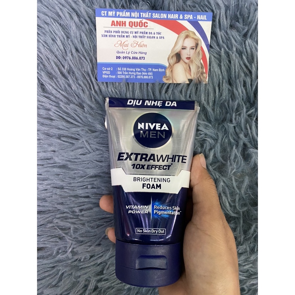 SỮA RỬA MẶT NIVEA MEN EXTRA WHITE BRIGHTENING FOAM 100G