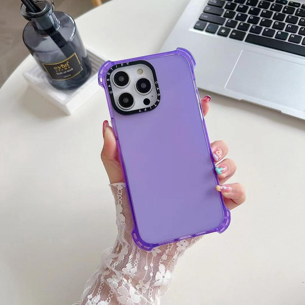 Ốp Điện Thoại TPU Bảo Vệ Bốn Góc Chống Rơi Màu Trơn Trong Suốt Cho iPhone 11 12 13 14 Pro Max1 Sự Bảo Vệ