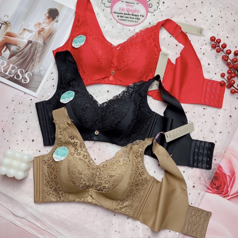 Áo lót ren định hình không gọng, mút vừa 2,5cm thông hơi thoáng khí, nâng ngực và giữ form ngực chắc chắn