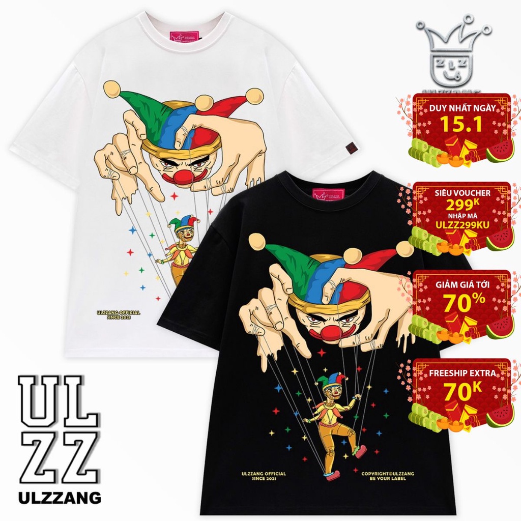 Áo thun local brand ULZZ ulzzang puppets dáng tay lỡ unisex U-22