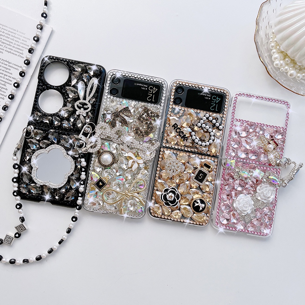 Ốp Điện Thoại Nắp Gập Đính Kim Cương Lấp Lánh Sang Trọng Chống Sốc Cho Samsung Galaxy Z Flip 4 Samsung Galaxy Z Flip 3