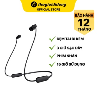 Tai nghe Bluetooth Nhét tai Sony WI-C200/BC E Đen - Chính hãng BH 12 tháng - Pin 15 giờ có hộp sạc
