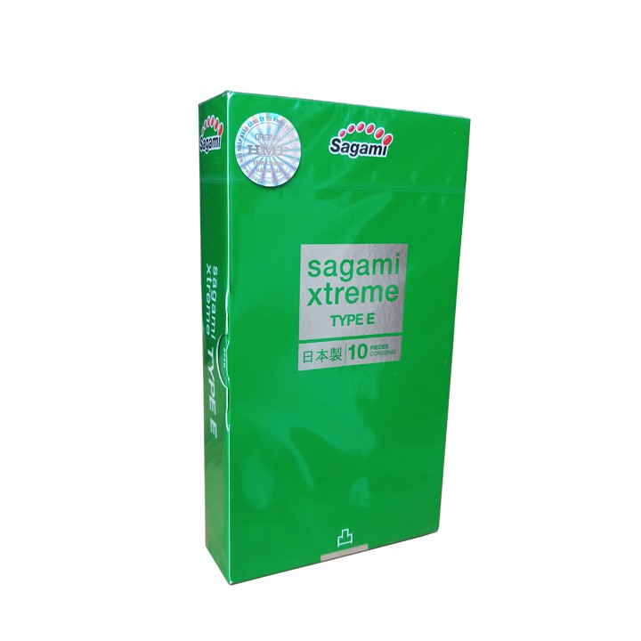 Bao cao su siêu mỏng có gai nổi Sagami Xtreme Green hộp 10 chiếc (mẫu mới)