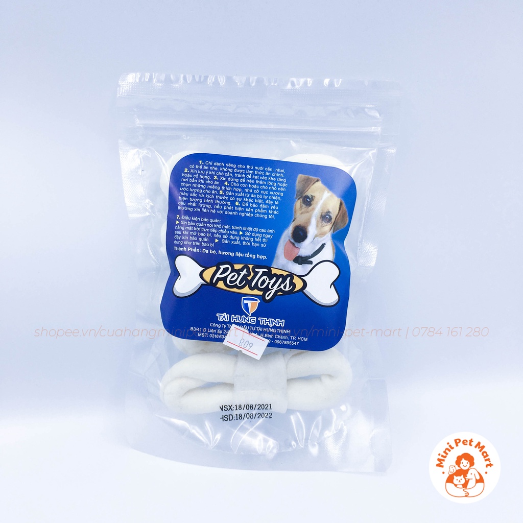 Xương da bò TÀI HƯNG THỊNH 608 (5 cái) - bánh xương, snack, bánh thưởng, xương gặm cho chó