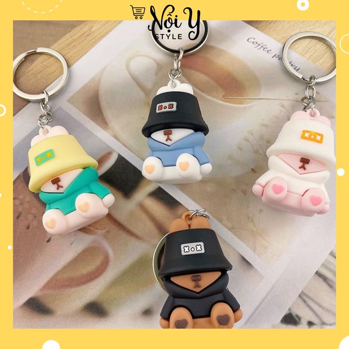 Móc Treo Khoá Hình Chú Gấu Đội Nón Siêu Ngầu Cute