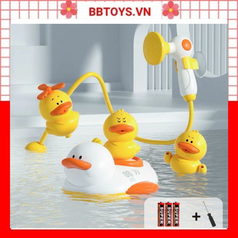 Đồ chơi vịt phun nước nhà tắm cho bé tặng kèm 3 pin AA BBTOYS 86