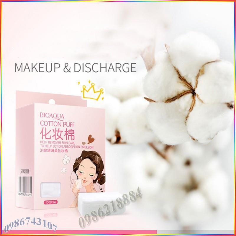 Bông tẩy trang hộp 100 miếng Cotton Puff Bioaqua ACP12 | BigBuy360 - bigbuy360.vn