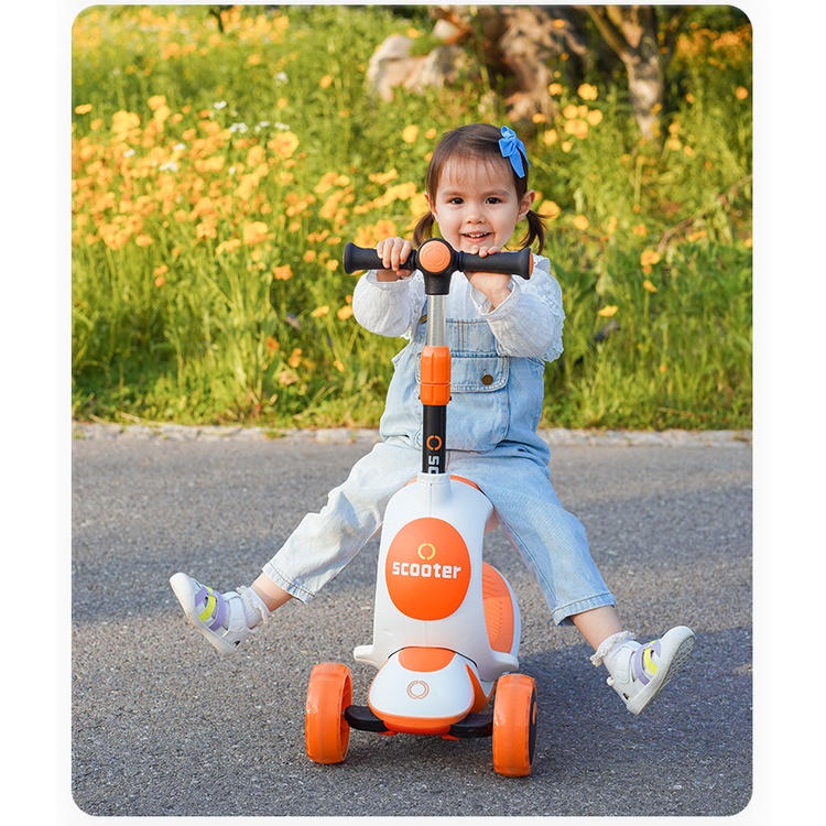 Xe trượt scooter cho bé cao cấp 2 trong 1 - 3 chế độ Bánh xe phát sáng vĩnh cửu gấp gọn chịu lực 150kg