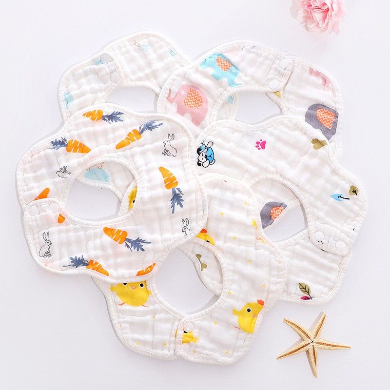 Yếm xô tròn 6 lớp, yếm ăn giữ ấm cổ hàng xuất dư cho bé