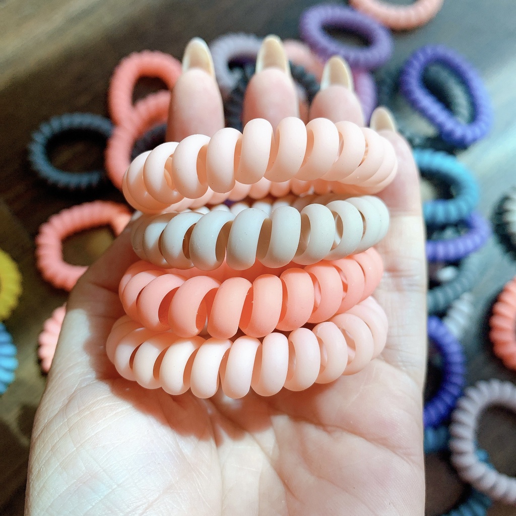 Thun Lò Xò Nhựa Màu Pastel Dây Cột Tóc Co Giãn Màu Sắc Ngẫu Nhiên Phong Cách Hàn Quốc Cho Nữ