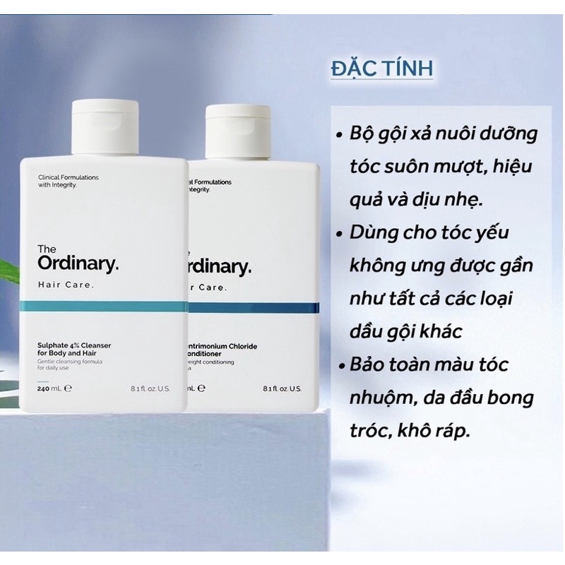 Cặp gội,xả,tắm giảm gàu, dầu thừa Body and Hair The Ordinary 240ml