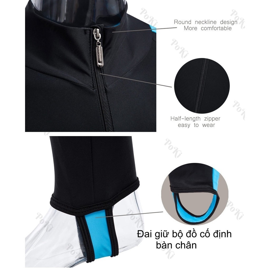 Bộ áo lặn, quần áo lặn biển chống nắng 1mm NAM - BLUE, cản tia UV, hàng thể thao chuyên dụng cao cấp - POKI