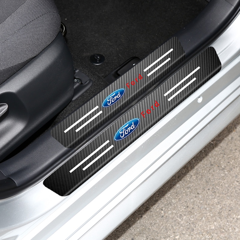 Set 4 Miếng Dán In Họa Tiết Sợi Carbon Chống Trầy Trang Trí Bàn Đạp Xe Hơi Ford ST FOCUS 2 3 Mondeo Fiesta Kuga MK2 MK3 MK4