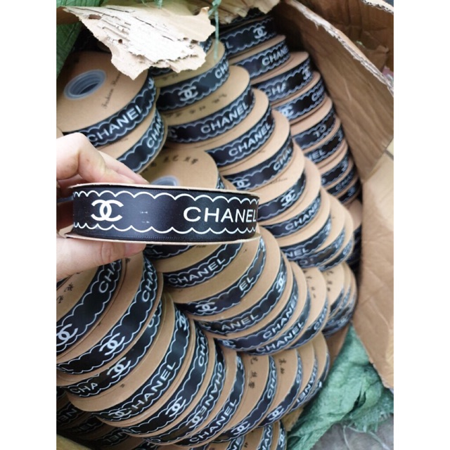 Duy băng chữ chanel bản 1cm,2,5cm dài 50m