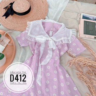 Bigsize Đầm hoa tím D412