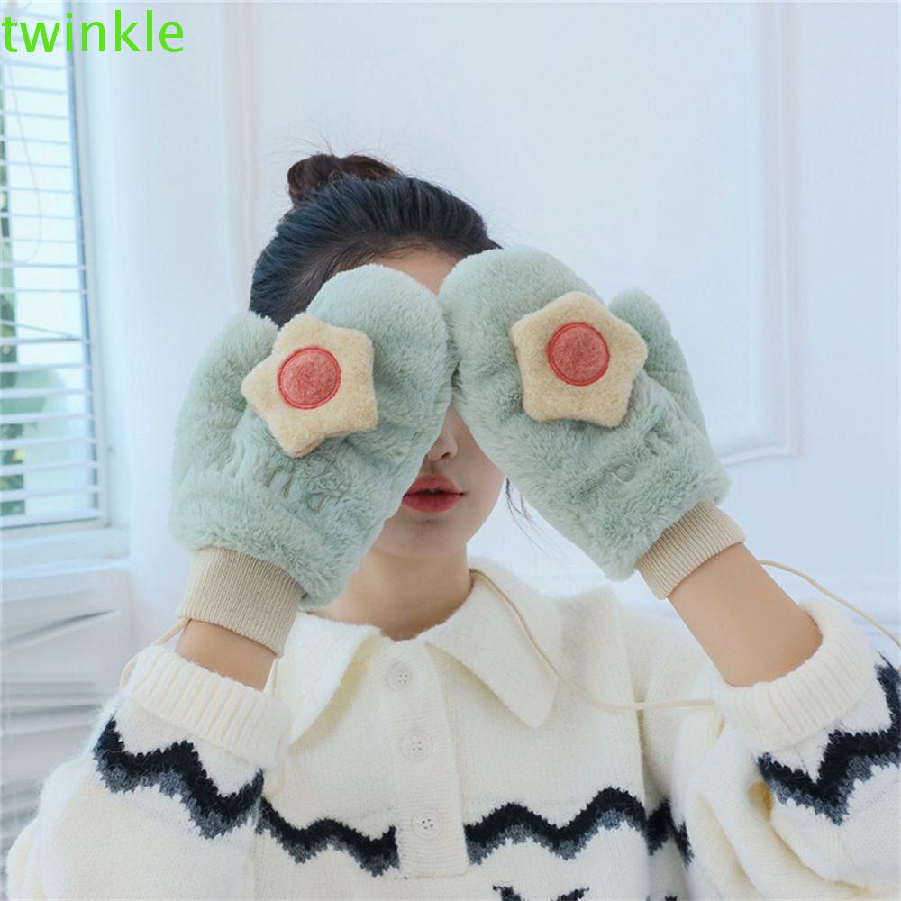 Găng tay vải bông giữ ấm thoáng khí họa tiết hoa kèm dây đeo cổ thời trang thu đông cho nữ