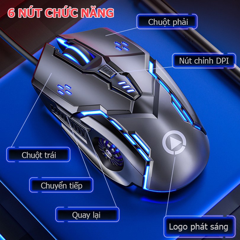 Chuột Gaming G5- chuột chơi game có dây, hiệu ứng led 7 màu, DPI 4 cấp độ