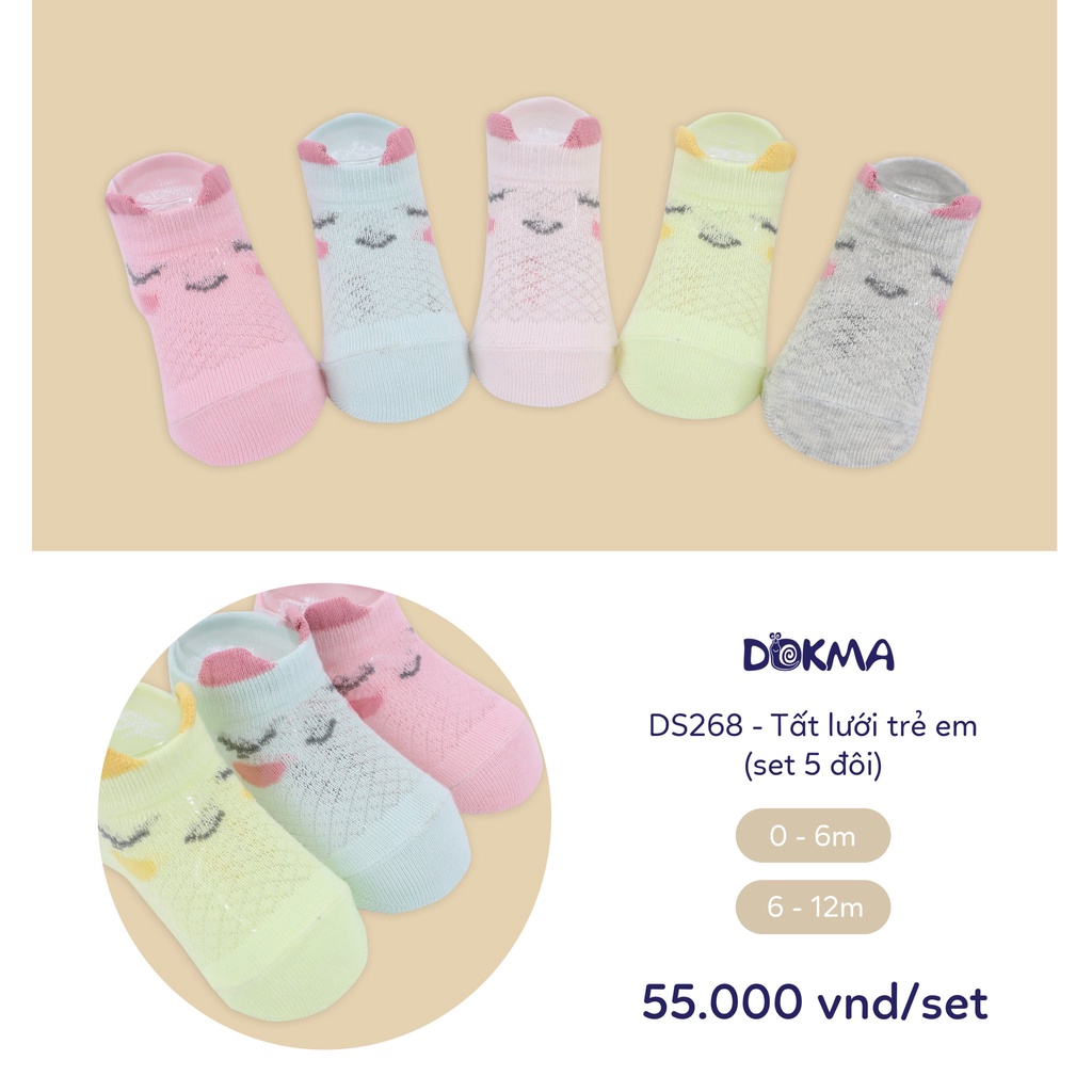 Set 5 đôi tất lưới Dokma hè cho bé 0-6/6-12M