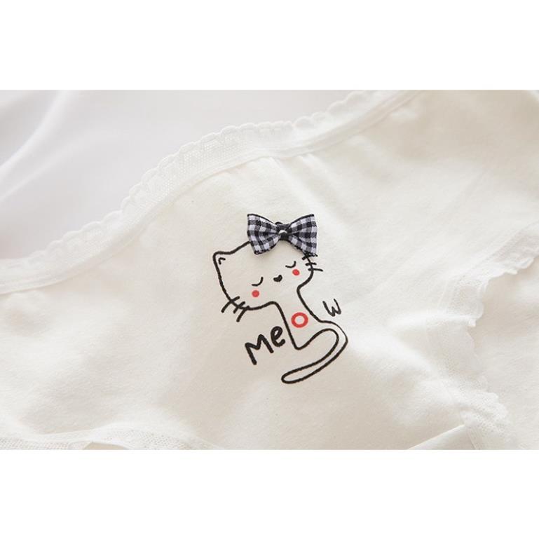 Quần Lót Nữ ❤️ Quần Cotton Nữ Viền Phối Hình Mèo Điệu Đà Tôn Dáng 0133