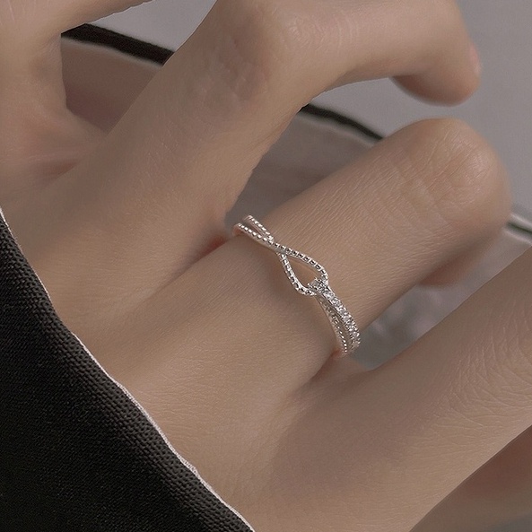Nhẫn nữ bạc cao cấp đính đá thắt nơ dáng mở freesize Doris | HARMONY ACCESSORIES N47