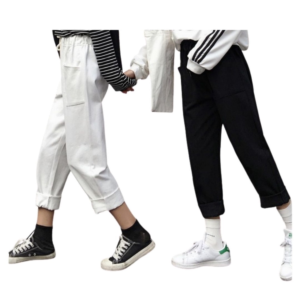 Quần Baggy Kaki Basic Form Cho Nữ Có Túi Trước Dây Rút Freesize - La mode