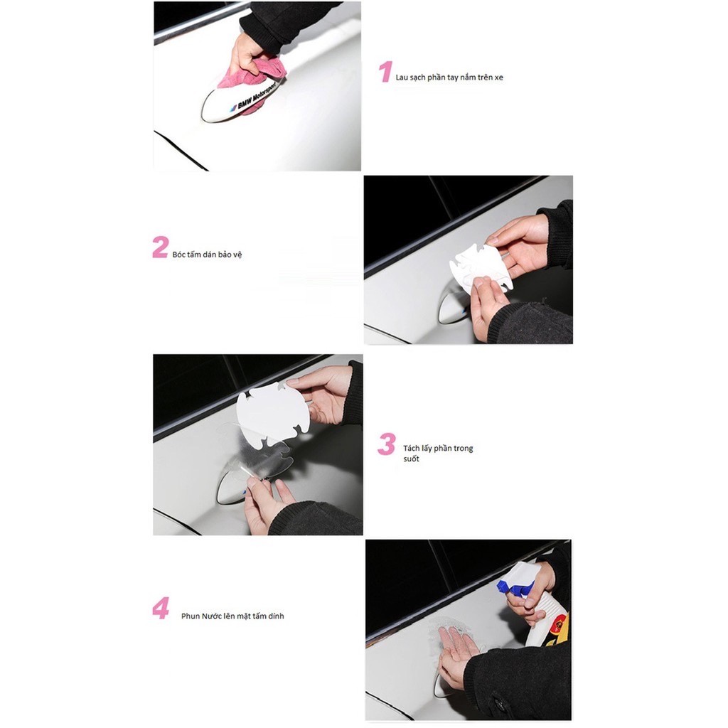 Bộ 4 Miếng Dán Trong Suốt Chống Xước Hõm Tay Nắm Cửa Ô Tô - Miếng Dám Hõm Cửa Chống Xước Xe Hơi | BigBuy360 - bigbuy360.vn