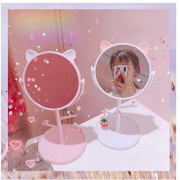 Gương tai mèo để bàn make up làm đẹp- kiếng soi phong thái korea tiểu thư