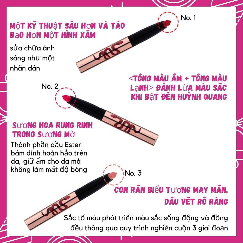 Son môi 4 màu sắc x 0.6g hình trái tim Attack Red Oh my god màu hồng người ngoài hành tinh phong cách Hàn Quốc