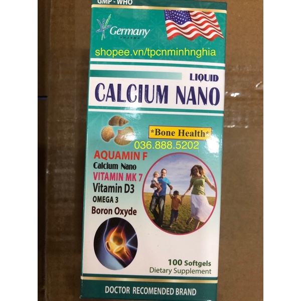 Viên uống bổ sung canxi Liquid Calcium Nano giúp chắc khỏe xương, giảm loãng xương - Lọ 100 viên