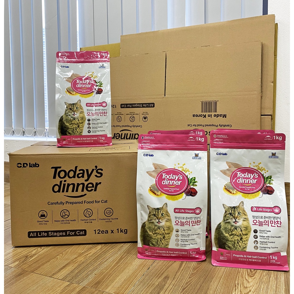 [TIẾT KIỆM] Hạt Thức Ăn Mèo Today's Dinner 1Kg - Túi Tiết Kiệm Today Dinner Thay Thế Catsrang - Bobo Pet Shop Hà Nội