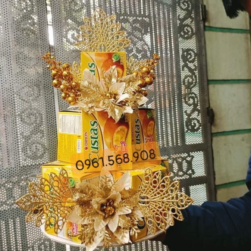 Hoa Trạng Nguyên Kép 2 Màu Nhũ Ánh Kim Trang Trí Giáng Sinh, Lễ, Tết