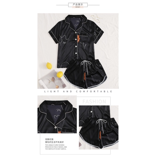 Bộ Đồ Ngủ Hai Mảnh Bằng Lụa Dáng Rộng Thoải Mái In Họa Tiết Đơn Giản Thời Trang Cho Nữ