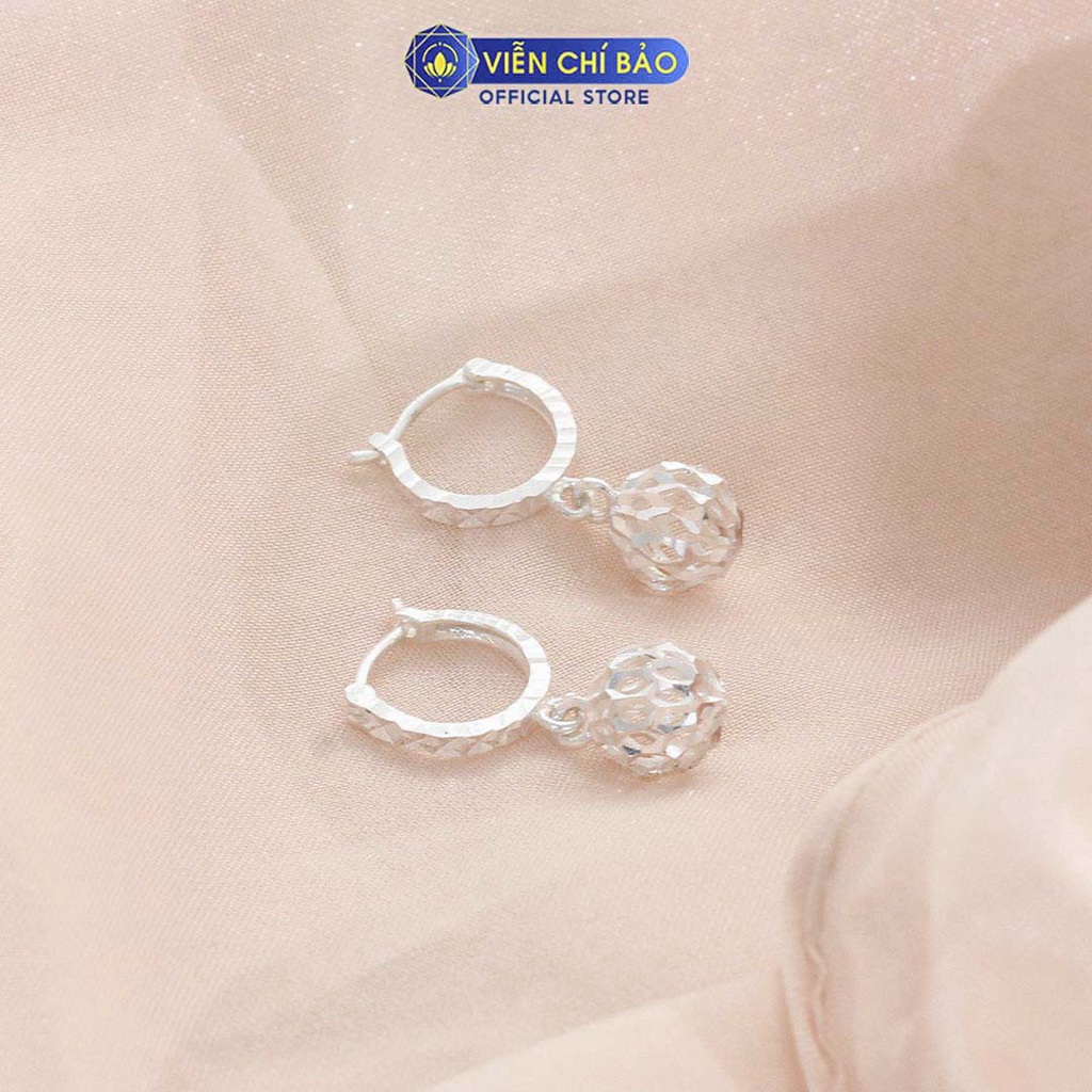 Bông tai bạc nữ hình cầu lấp lánh chất liệu bạc S925 thời trang phụ kiện trang sức nữ thương hiệu Viễn Chí Bảo B400300