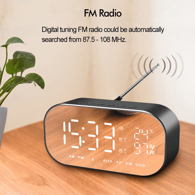 Đồng hồ báo thức màn hình LED kết nối Bluetooth tích hợp đài FM Radio S2