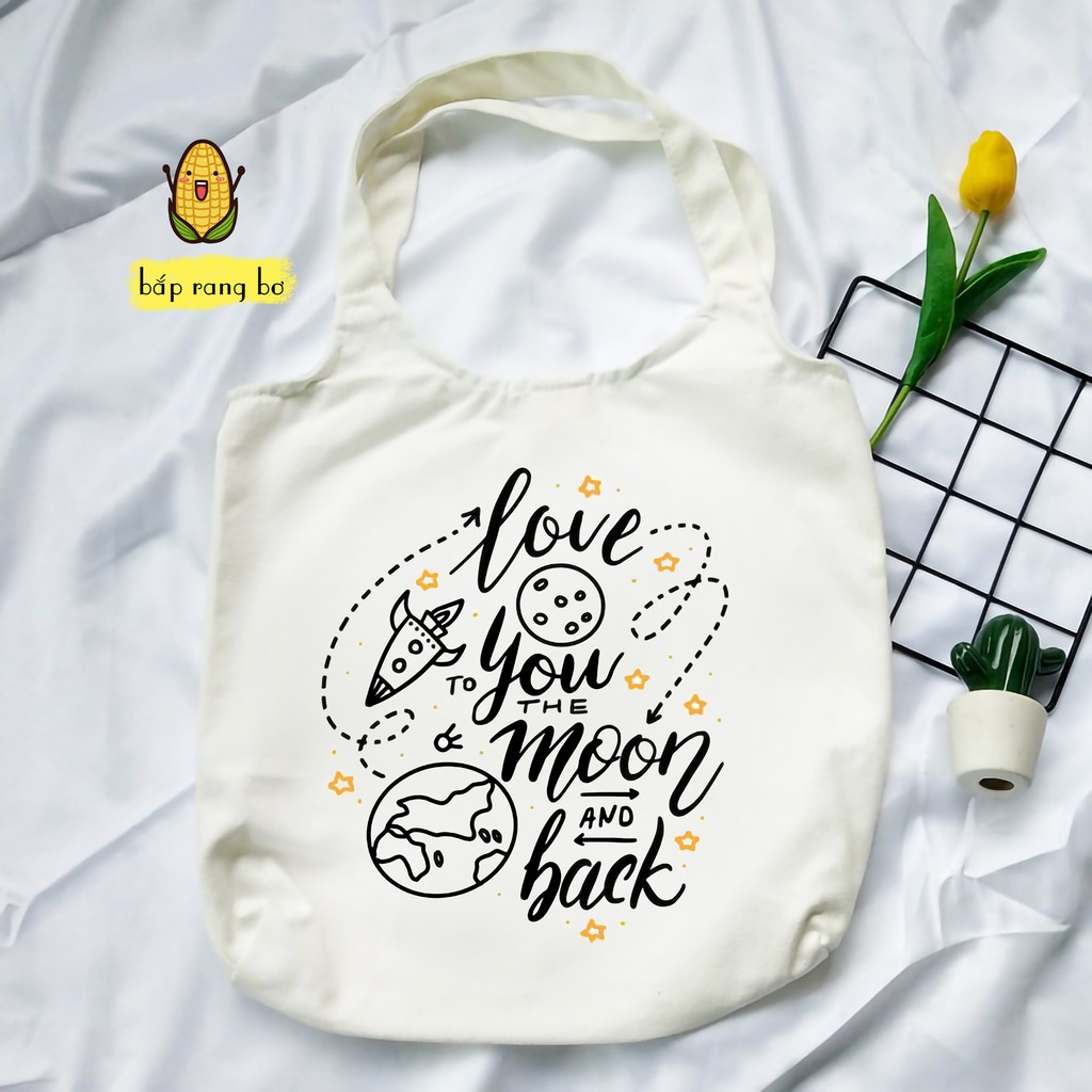 TÚI TOTE LOVE YOU TO MOON &amp; BACK - VẢI CANVAS