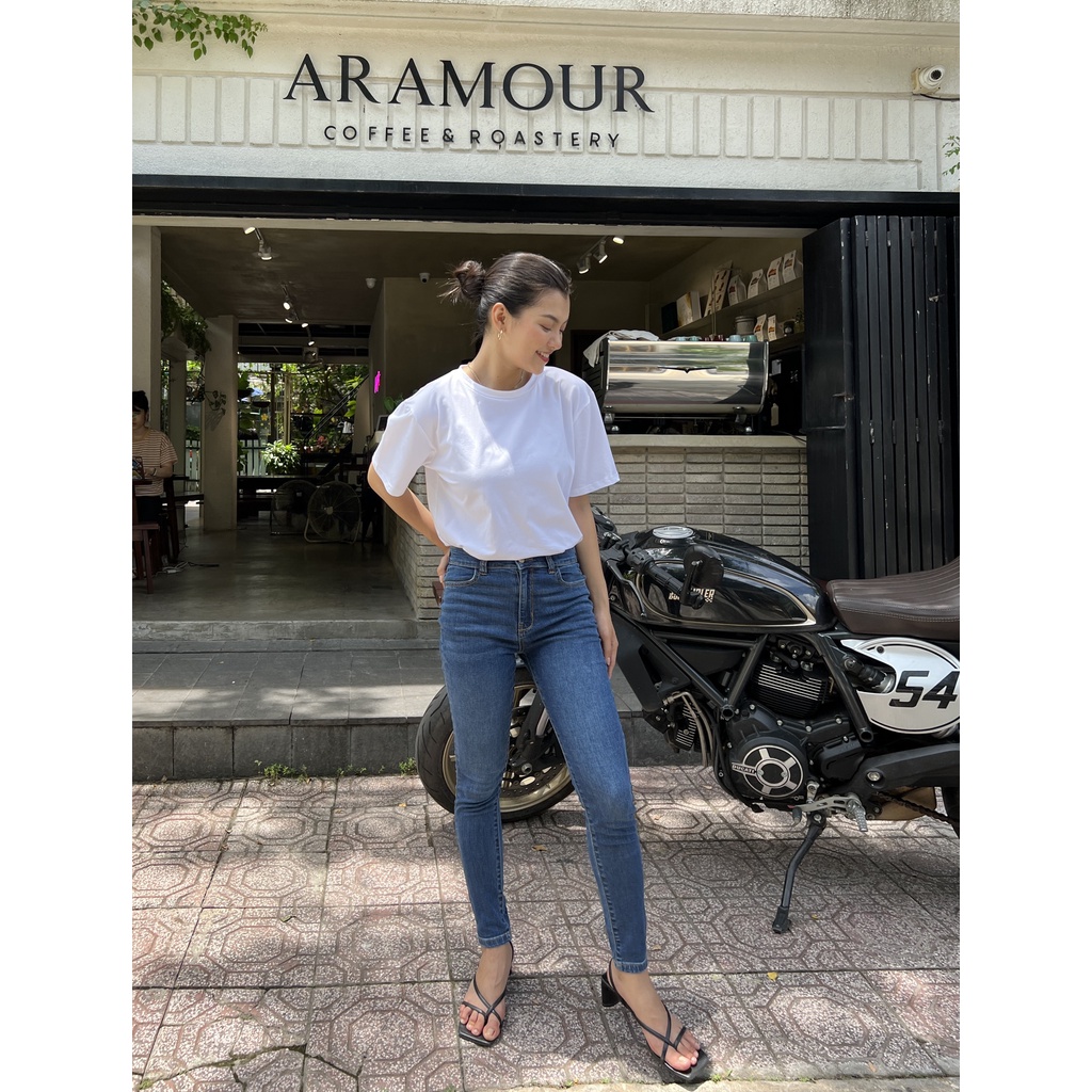 Quần Skinny Jeans Lưng Cao Ôm Dáng Nữ - Skinny Cobalt Blue - Hashtagem ( Mã SJ-03D)