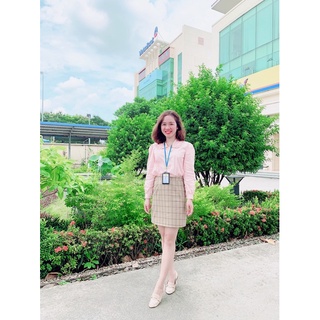 Áo sơ mi kiểu, hồng pastel xinh xắn, kiểu dáng Hàn Quốc