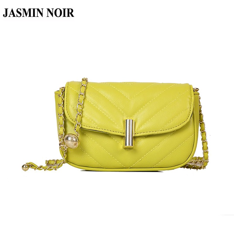 Túi Đeo JASMIN NOIR Chéo Nắp Gập In Họa Tiết Kẻ Sọc Phối Dây Xích Thời Trang Cho Nữ