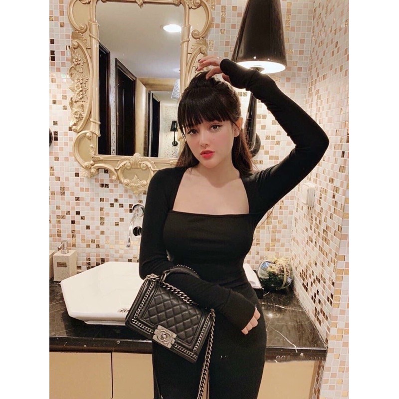 Áo thu đông cotton bozip co dãn cổ vuông và cổ khoét [HOT NHẤT] chất siêu xịn