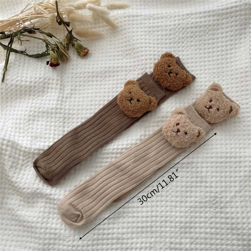 Vớ Dài Tới Đầu Gối Giữ Ấm Chân In Hình Gấu Dễ Thương Cho Bé