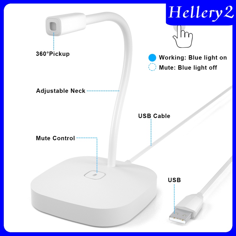 [HELLERY2] USB Desktop Computer Microphone Plug &amp; Play for Gaming Dictation