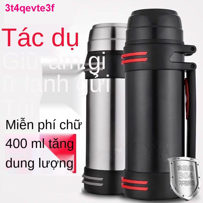 bình nước giữ nhiệt1.2-4.0L dung tích lớn Nồi cách nhiệt inox 304 ngoài trời du lịch Chén nam nữ