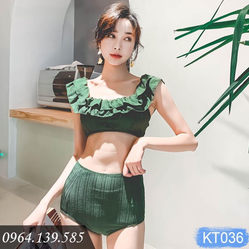Bikini 2 mảnh, áo dáng bèo tay lỡ xinh, màu xanh độc đáo, chất bơi đẹp | Sales khủng Nhất năm nay