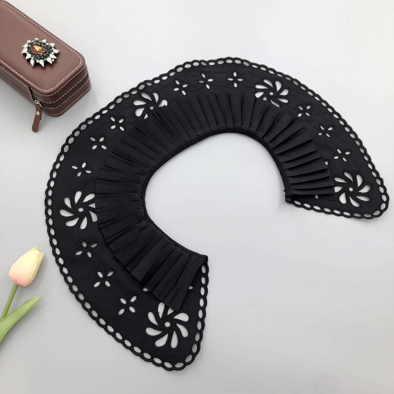 Cổ Áo Giả Viền Bèo Nhún Màu Đen Phong Cách Gothic Cho Nữ