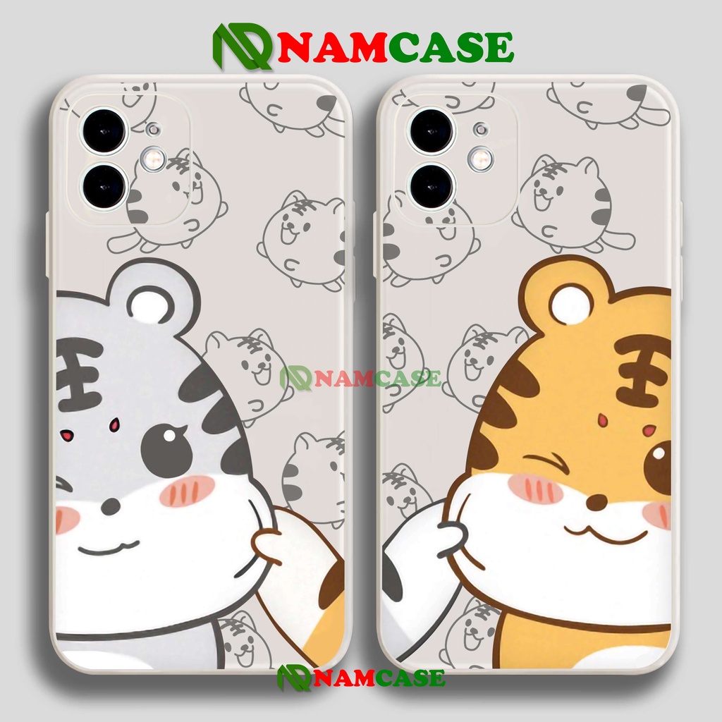 Ốp lưng iPhone cặp đôi cạnh viền vuông silicon dẻo cho iphone 6/6s/7/8/X/XS/XR/11/12/13 Pro Plus Max Hổ tiger cute