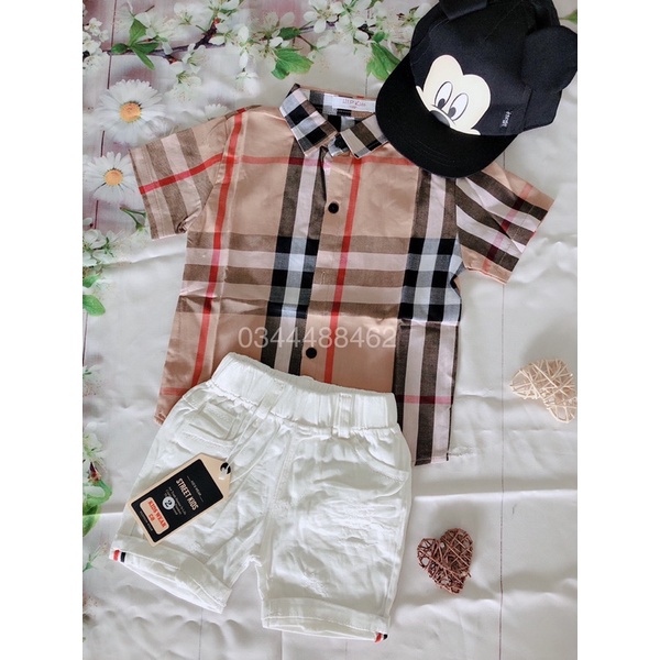 Bộ bé trai áo sơ mi BBR kèm quần jean