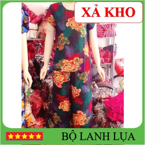 Bộ lanh lụa mặc nhà 🔸 GIÁ TỐT NHẤT 🔸 bộ đồ ngủ họa tiết cực đẹp, đường may tỉ mỉ