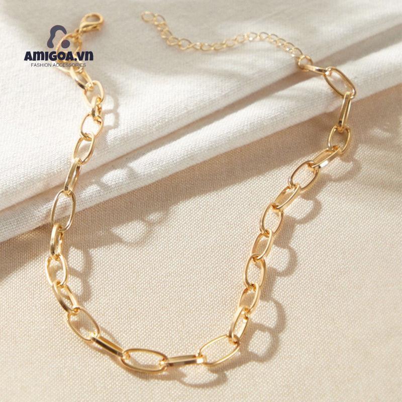 ✨✨Vòng cổ dạng chuỗi xích màu vàng phong cách punk thời thượng dành cho nữ