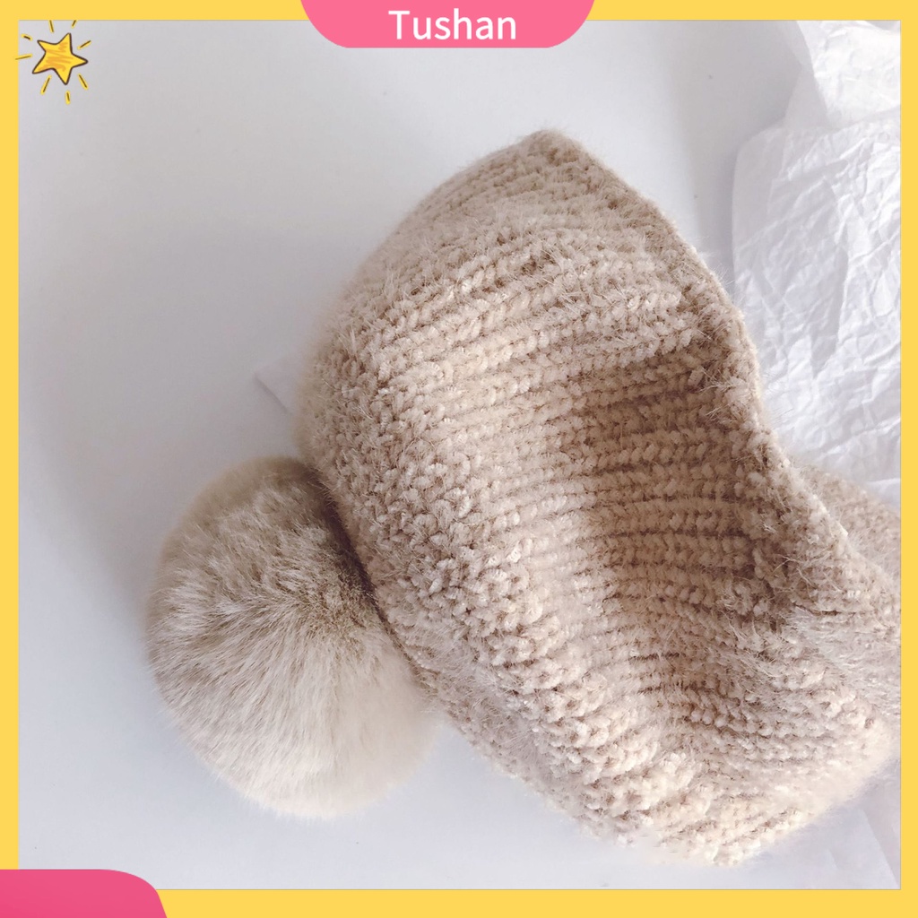 Mũ cotton mềm vành ngắn màu trơn chống gió thời trang mùa đông cho bé