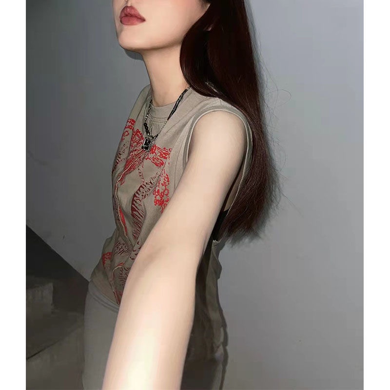 Áo Crop Top Không Tay Y2k Aesthetics Dễ Thương Thời Trang Mùa Hè Cho Nữ